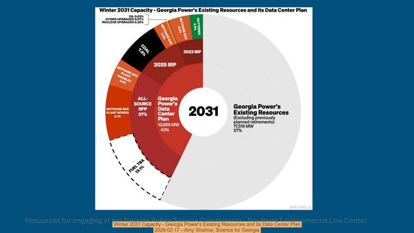 Winter 2031 Capacity - Georgia Power's Existing Resources and its Data Center Plan, 2026-02-17 --Amy Sharma, Science for Georgia