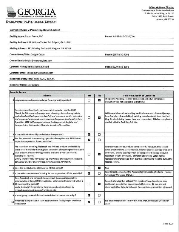 Compost Class 2 Permit-by-Rule Checklist
