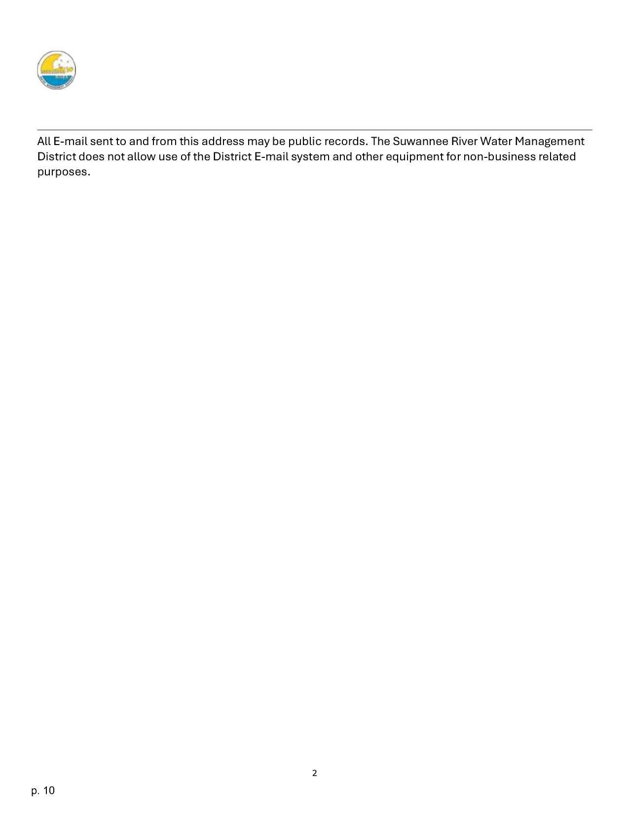 All E-mail sent to and from this address may be public records. The Suwannee River Water Management