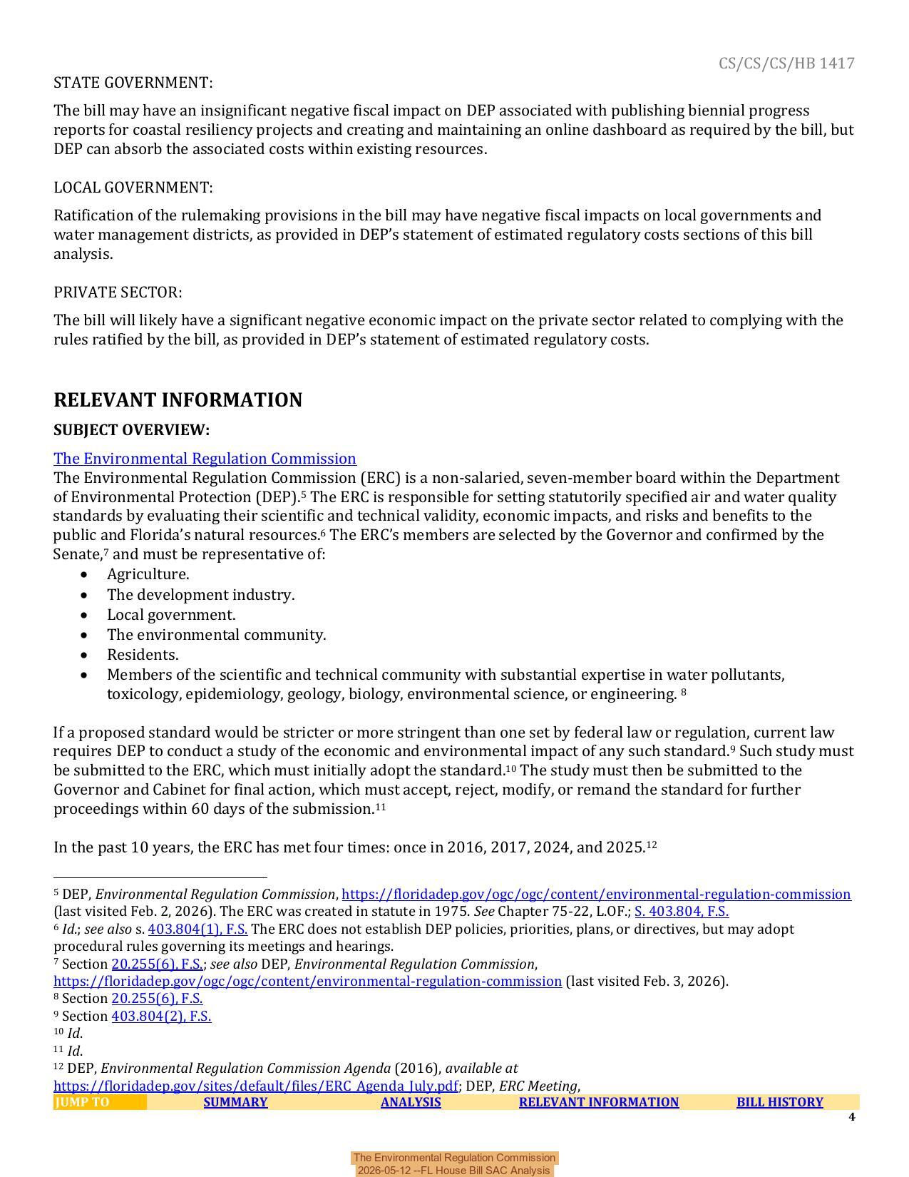The Environmental Regulation Commission, 2026-05-12 --FL House Bill SAC Analysis