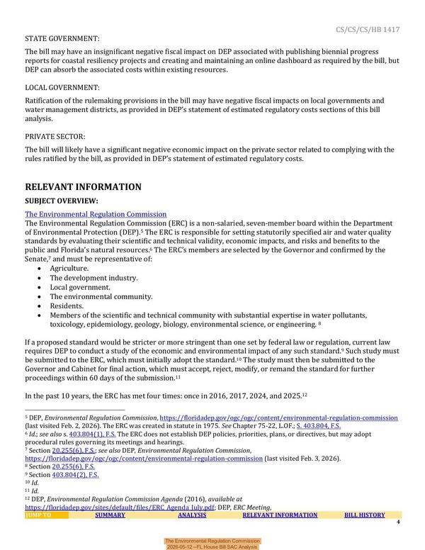 The Environmental Regulation Commission, 2026-05-12 --FL House Bill SAC Analysis