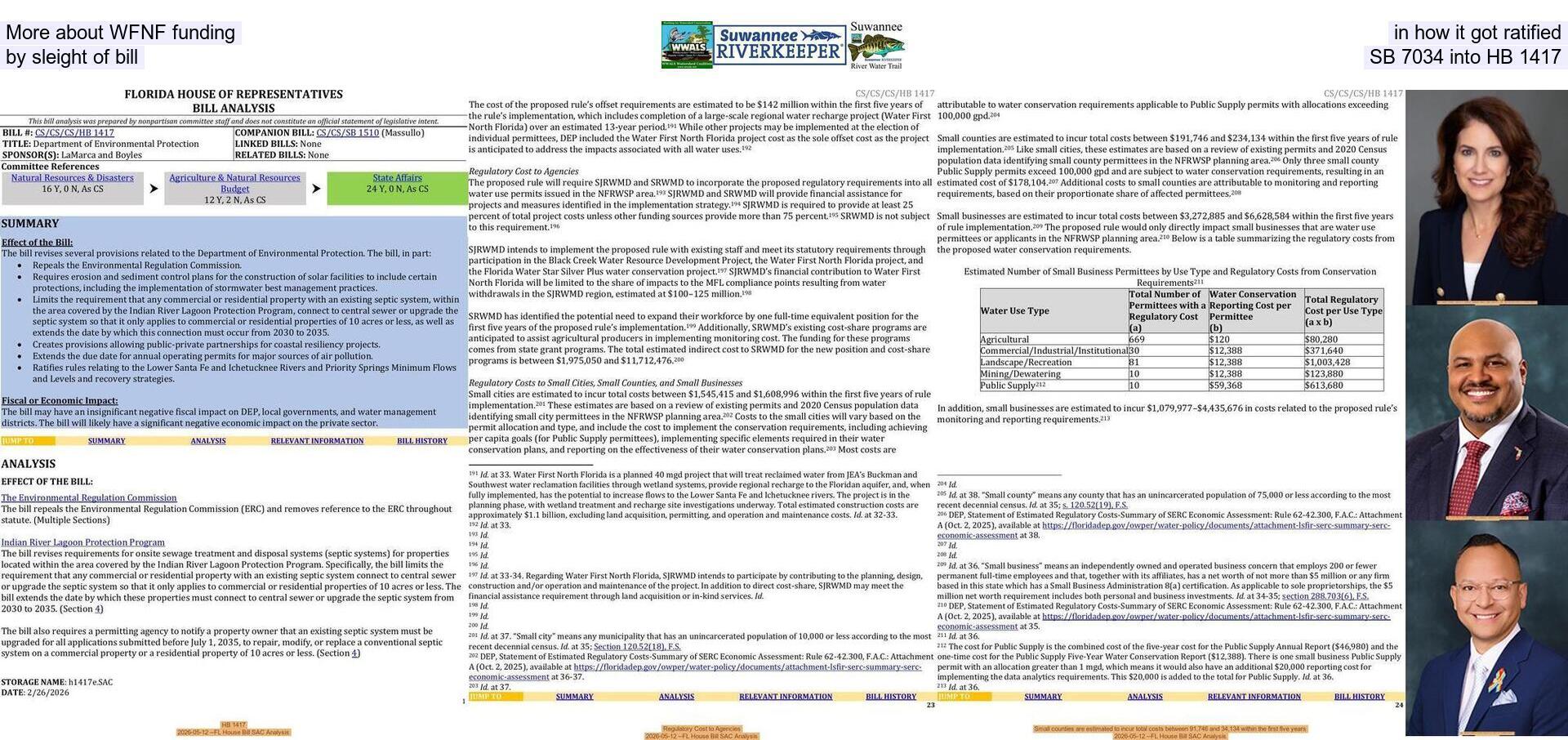 [More about WFNF funding in how it got ratified by sleight of bill, SB 7034 into HB 1417]
