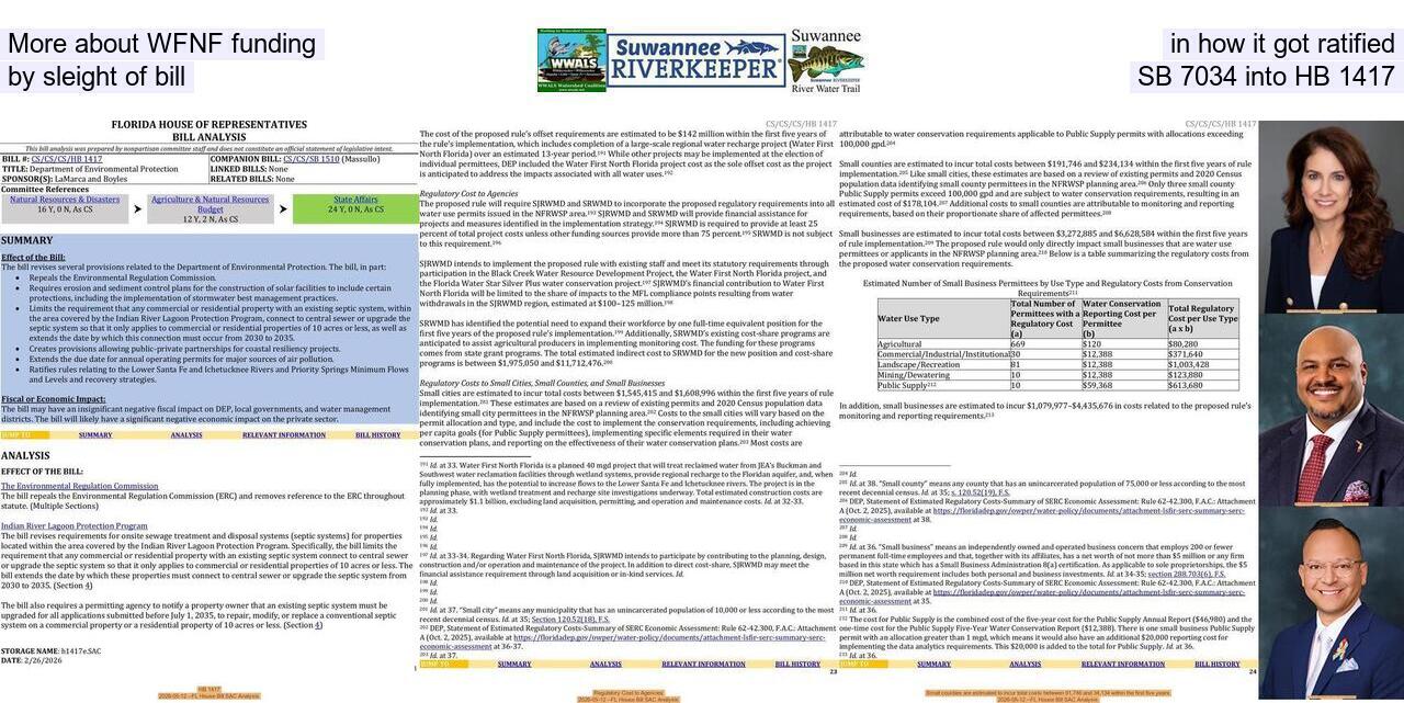 More about WFNF funding in how it got ratified by sleight of bill, SB 7034 into HB 1417