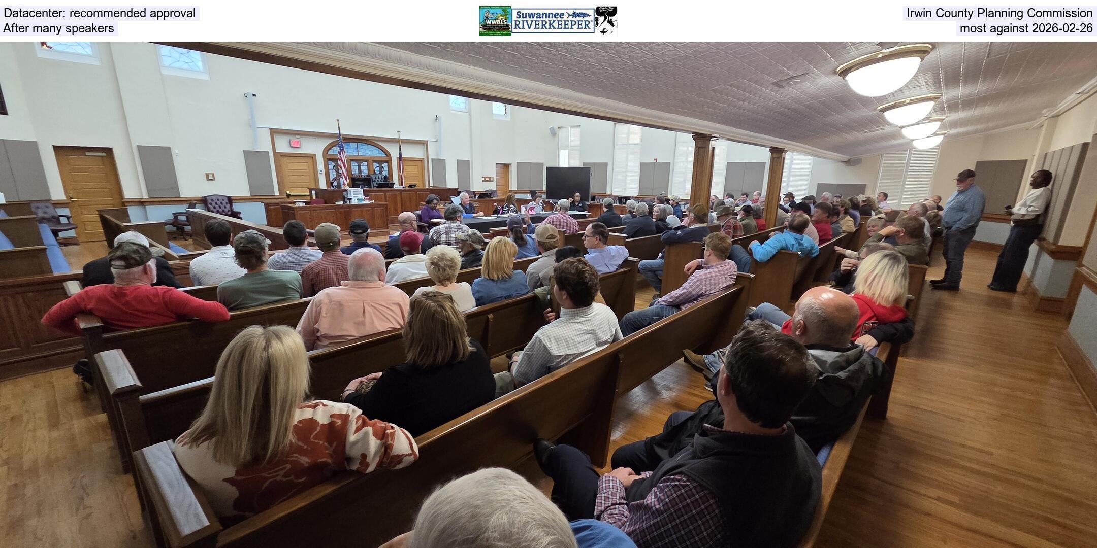 Datacenter: recommended approval, Irwin County Planning Commission, After many speakers, most against 2026-02-26