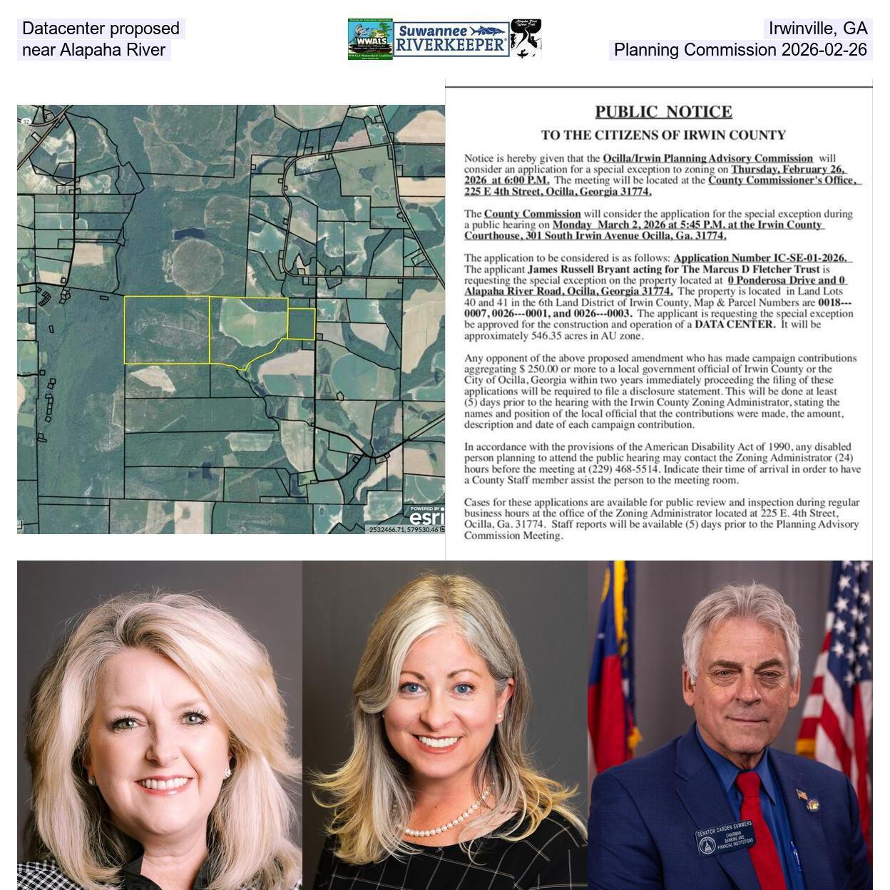 Datacenter proposed, Irwinville, GA, near Alapaha River, Planning Commission 2026-02-26