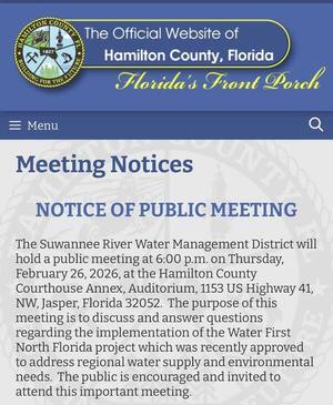 [Public Notice: Hamilton County WFNF Meeting, 2026-02-26 --SRWMD]