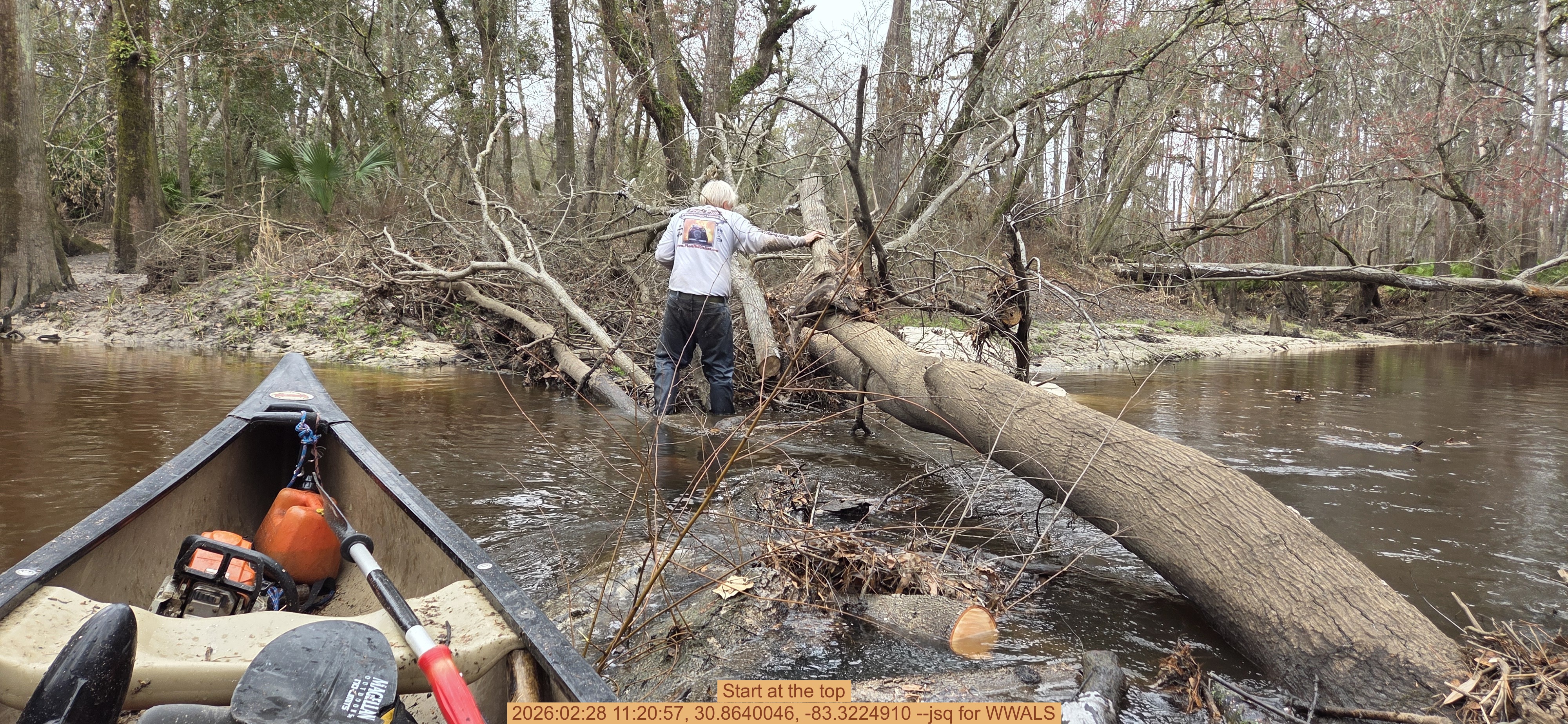 Start at the top, 2026:02:28 11:20:57, 30.8640046, -83.3224910 --jsq for WWALS