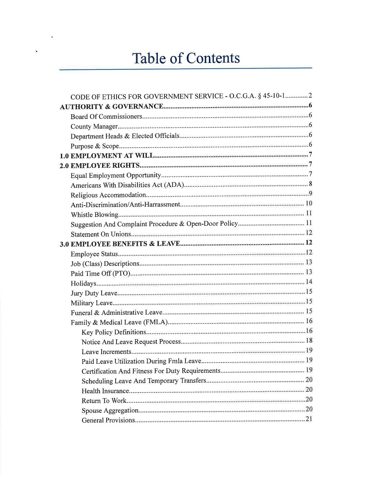 Table of Contents