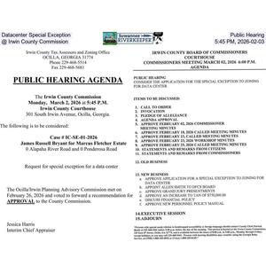 [Datacenter Special Exception Public Hearing @ Irwin County Commission, 5:45 PM, 2026-02-03]