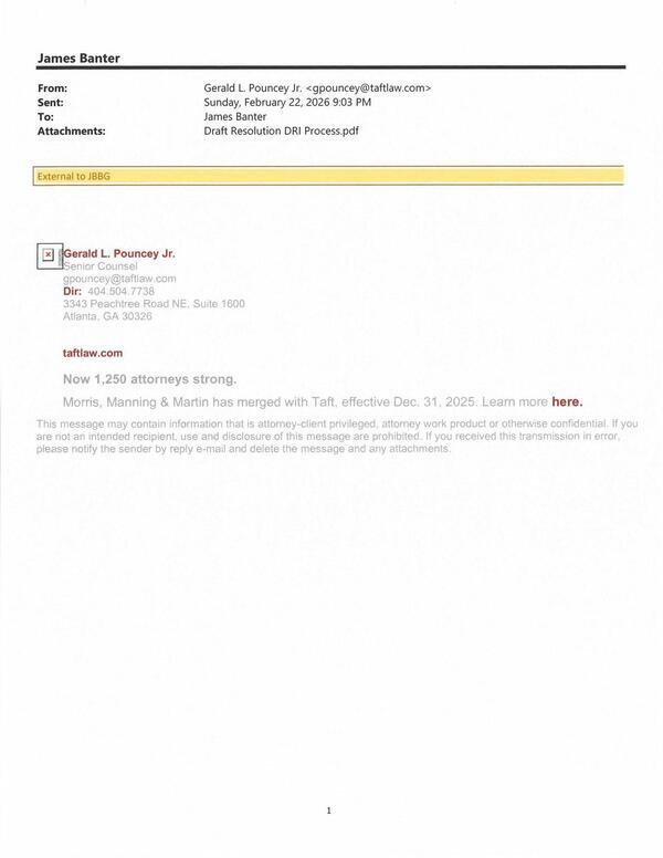 Attachments: Draft Resolution DRI Process.pdf, 2026-02-22 at 9:03 PM --Gerald L. Pouncey Jr.