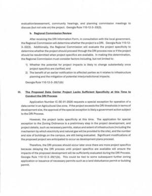 [III. The Proposed Data Center Project Lacks Sufficient Specificity at this Time to Conduct the DRI Process]