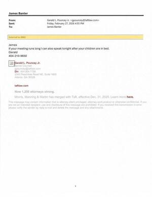 [If your meeting runs long I can also speak tonight after your children are in bed. 2026-02-27 4:55 PM --Gerald L. Pouncey Jr.]