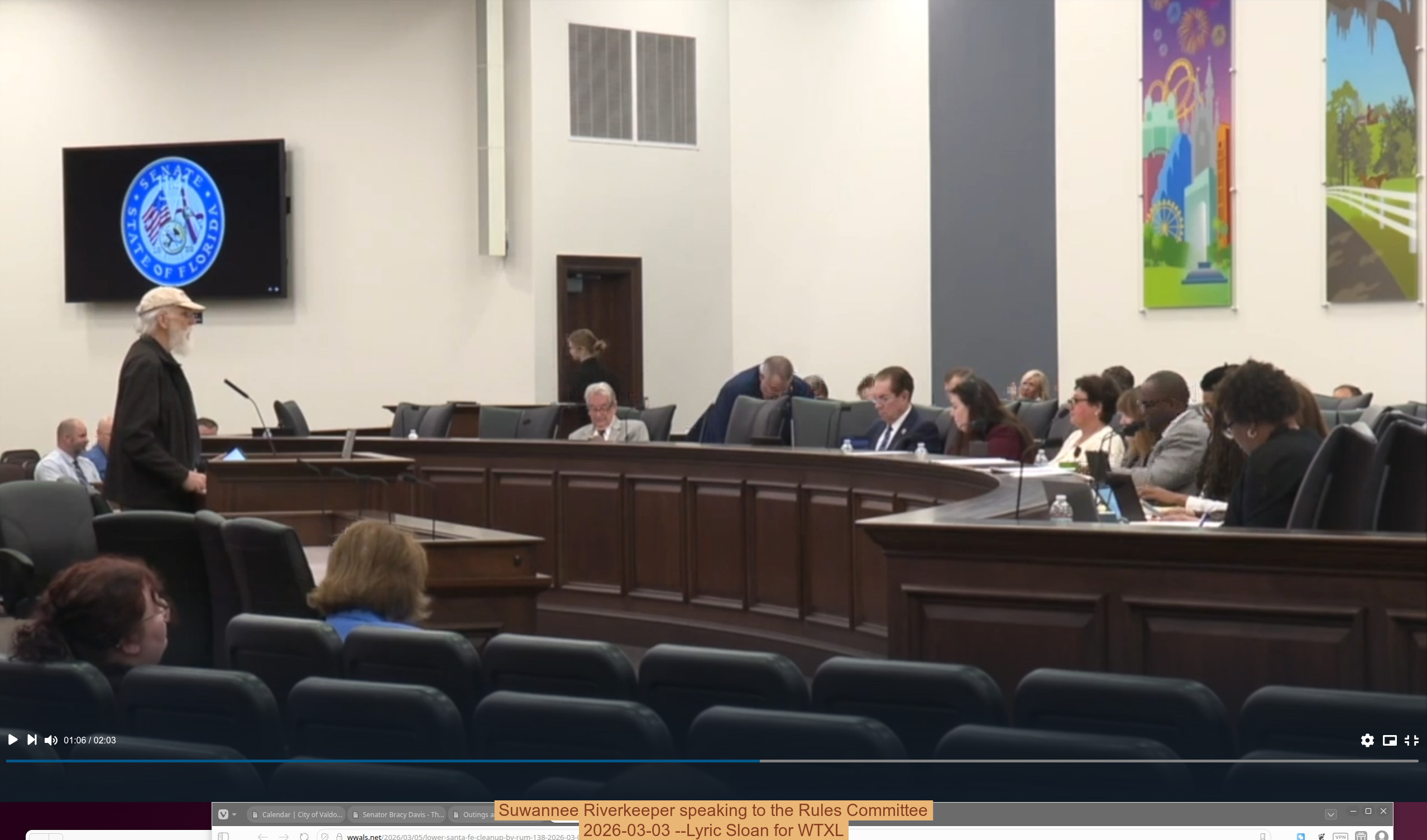 Suwannee Riverkeeper speaking to the Rules Committee, 2026-03-03 --Lyric Sloan for WTXL