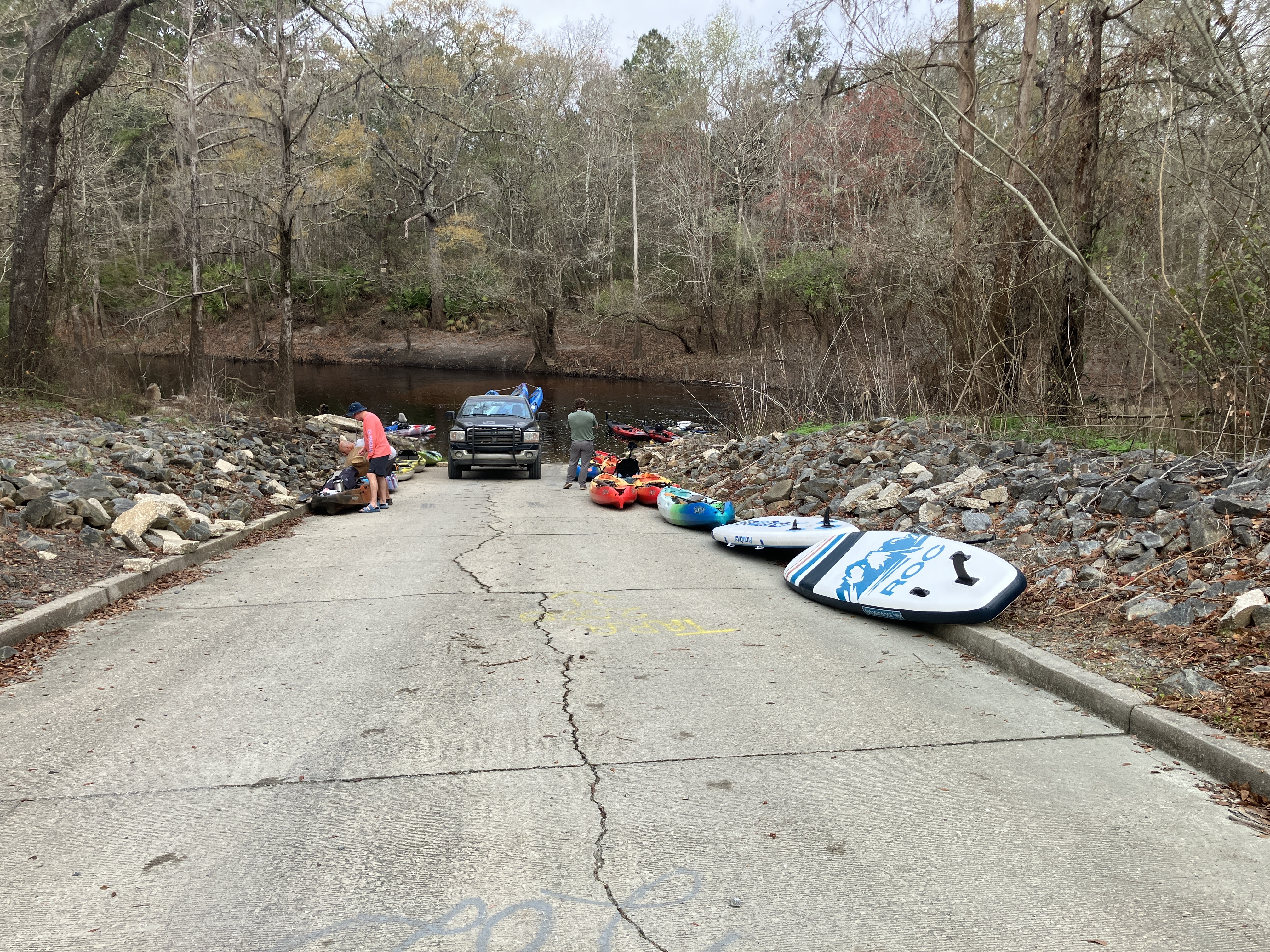 Boats on Troupville Boat Ramp, 2026:03:07 08:23:50 --Gretchen Quarterman for WWALS