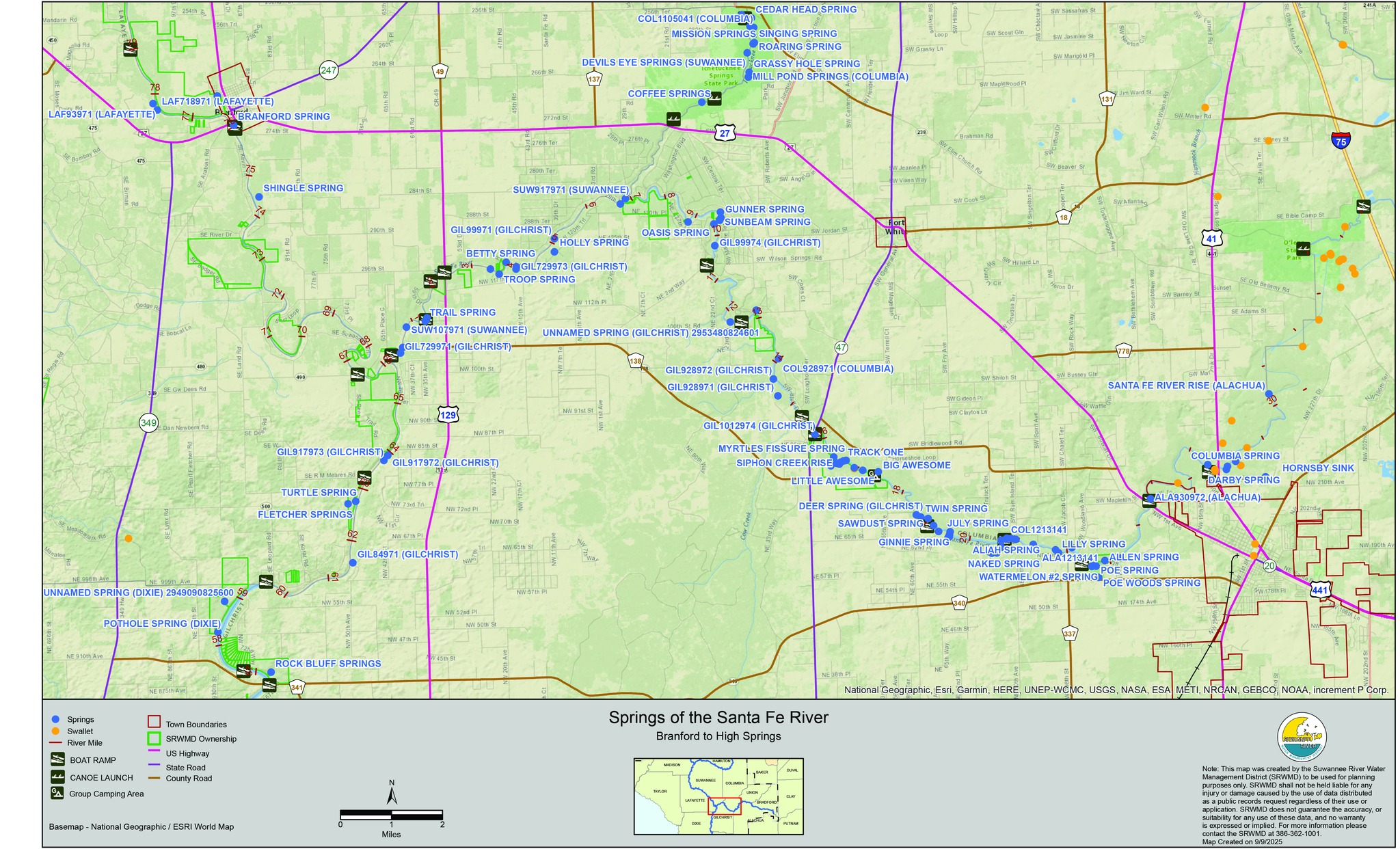 Springs of the Santa Fe River, 2025-09-09 --SRWMD