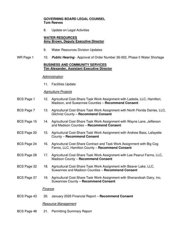 Water Resources Division Updates, Public Hearing on Phase II Water Shortage