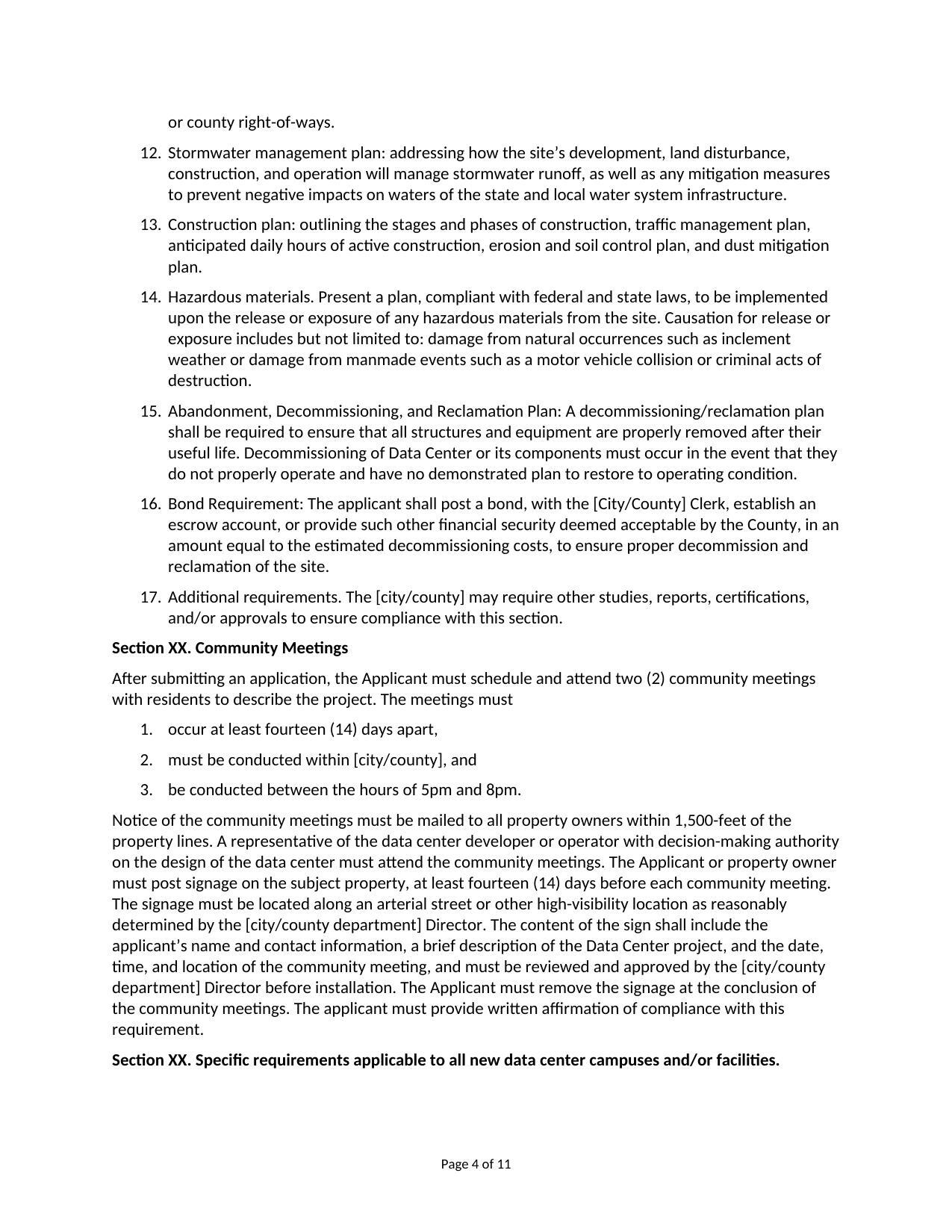 Section XX. Community Meetings