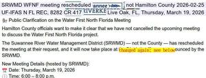 [SRWMD rescheduled, not Hamilton County 2026-02-25, WFNF moved to SRWMD HQ, Thursday, March 19, 2026]