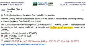 [SRWMD rescheduled, not Hamilton County 2026-02-25, WFNF moved to SRWMD HQ, Thursday, March 19, 2026]