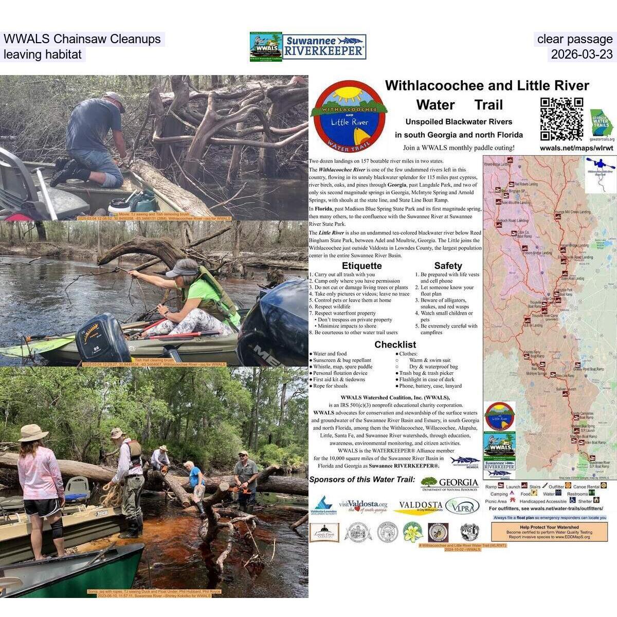 WWALS Chainsaw Cleanups clear passage, leaving habitat, 2026-03-23