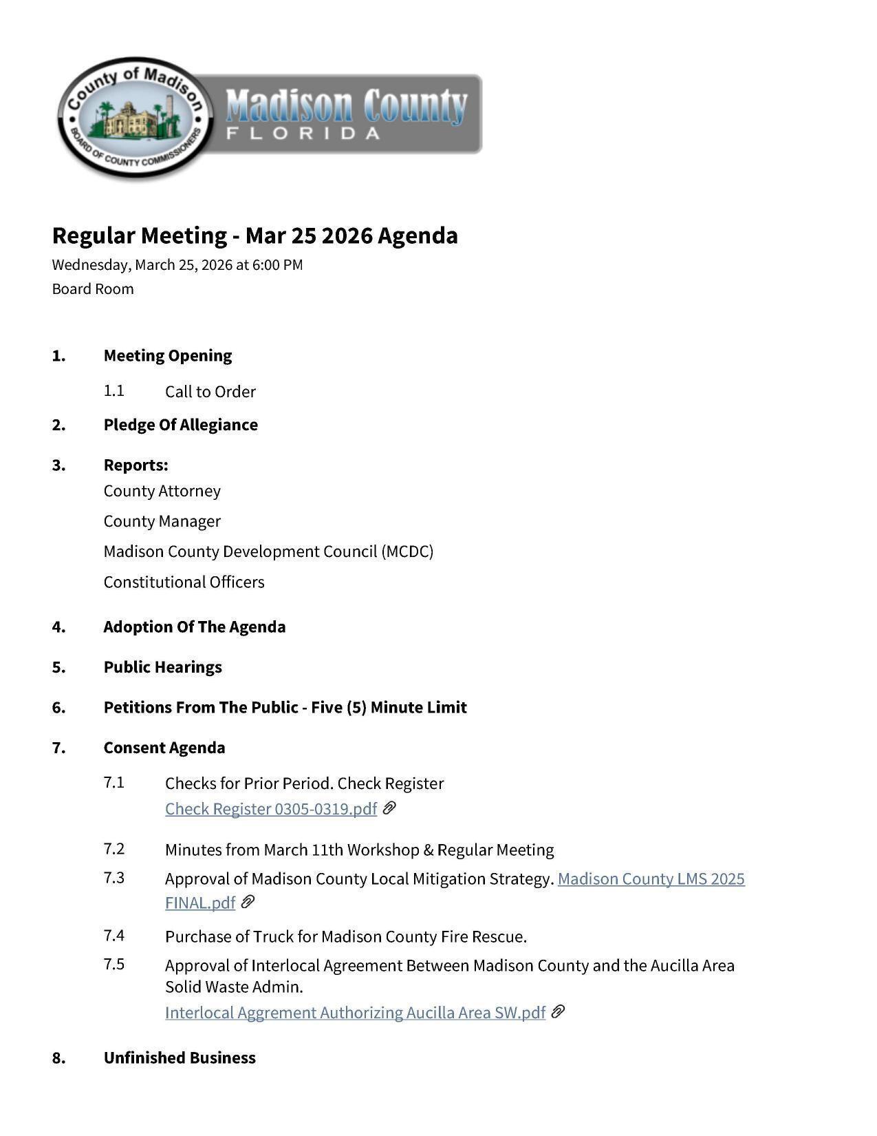 Agenda, 2025-03-25 --Madison BOCC