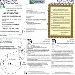 [NCFRPC against WFNF, Thursday, March 26, 2026, After its Rivers Task Force, Against treated wastewater from JAX]