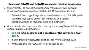 [Continued: SRWMD and SJRWWMD reasons for rejecting desalination]