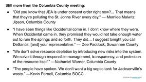 [Still more from the Columbia County meeting:]