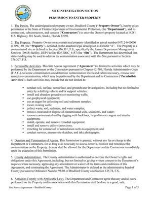 [SITE INVESTIGATION SECTION PERMISSION TO ENTER PROPERTY]