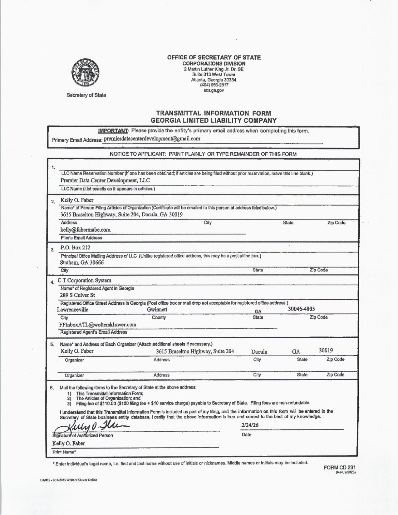 Registered Agent C T Corporation System
