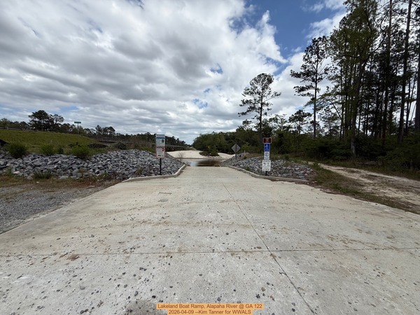 [Lakeland Boat Ramp, Alapaha River @ GA 122 2026-04-09 --Kim Tanner for WWALS]