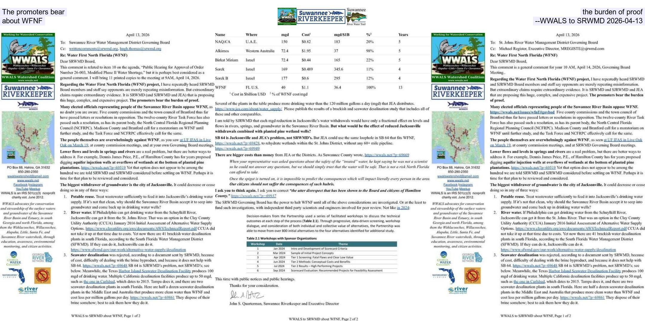 The promoters bear the burden of proof about WFNF --WWALS to SRWMD 2026-04-13