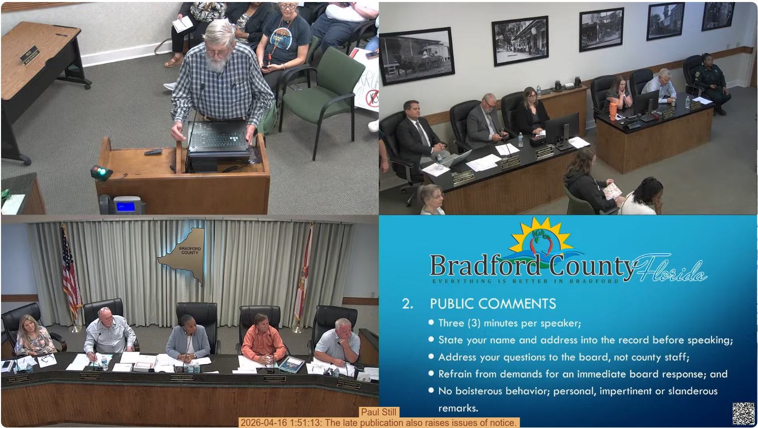 Paul Still, 2026-04-16 1:51:13: The late publication also raises issues of notice.