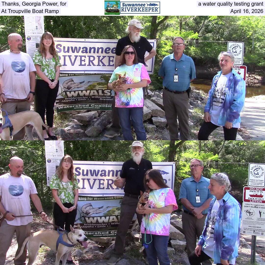 Thanks, Georgia Power, for a water quality testing grant, At Troupville Boat Ramp, April 16, 2026