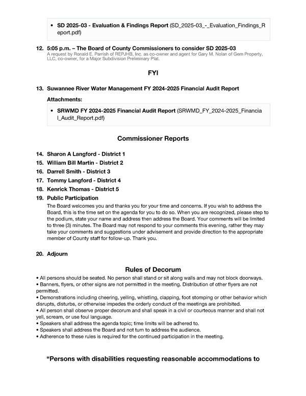 19. Public Participation