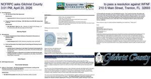 [NCFRPC asks Gilchrist County to pass a resolution against WFNF, 3:01 PM, April 20, 2026, 210 S Main Street, Trenton, FL 32693]