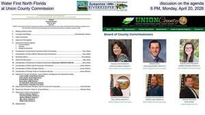 [Water First North Florida discusion on the agenda at Union County Commission, 6 PM, Monday, April 20, 2026]