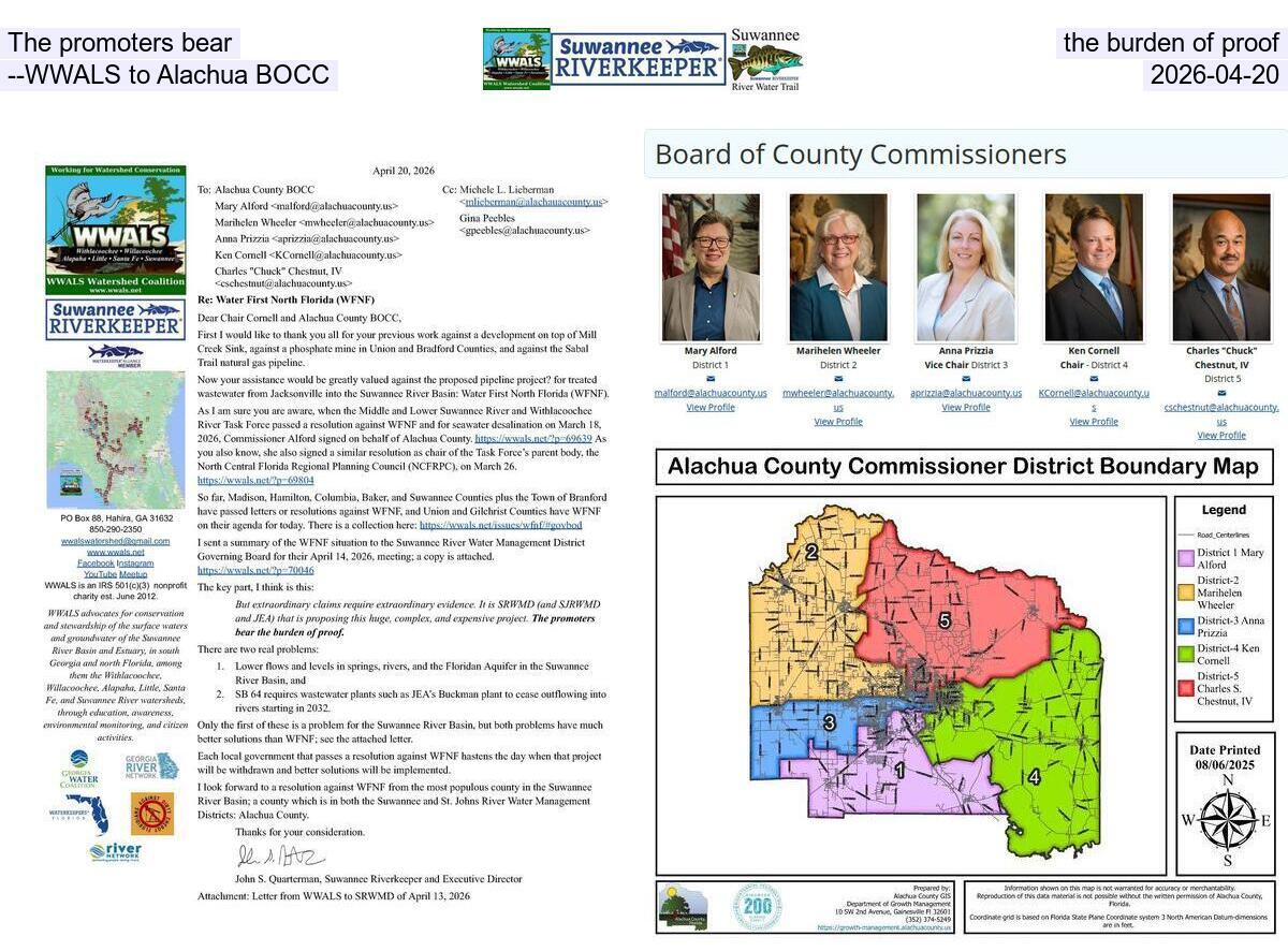 The promoters bear the burden of proof --WWALS to Alachua BOCC, 2026-04-20