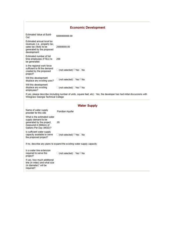 Economic Development; Water Supply