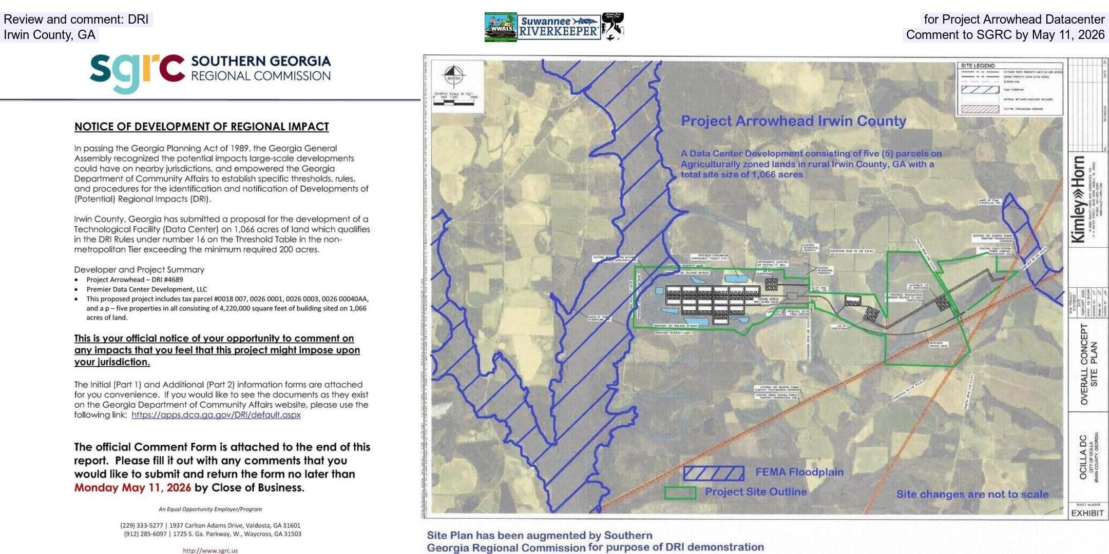 Review and comment: DRI for Project Arrowhead Datacenter, Irwin County, GA, Comment to SGRC by May 11, 2026