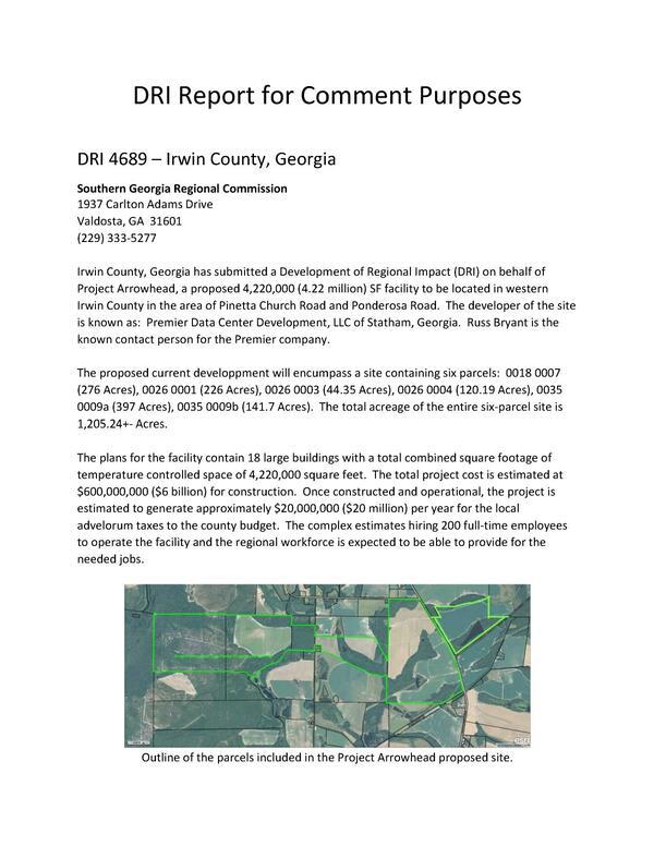 DRI Report for Comment Purposes