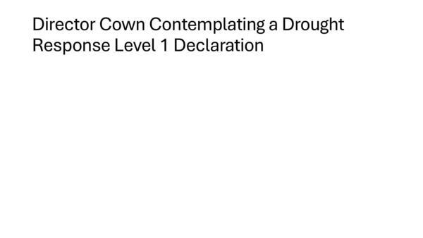 Director Cown Contemplating a Drought Response Level 1 Declaration