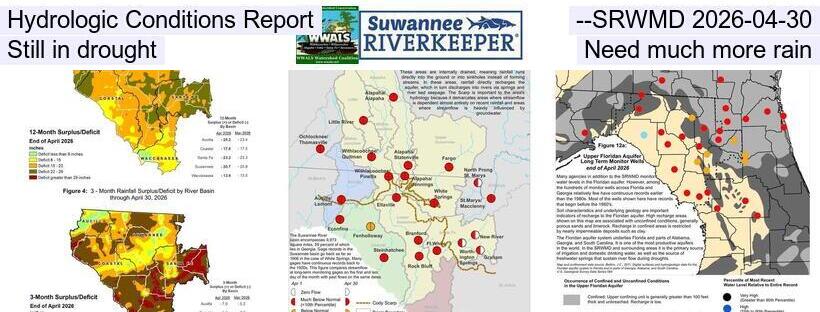 Hydrologic Conditions Report --SRWMD 2026-04-30, Still in drought, Need much more rain