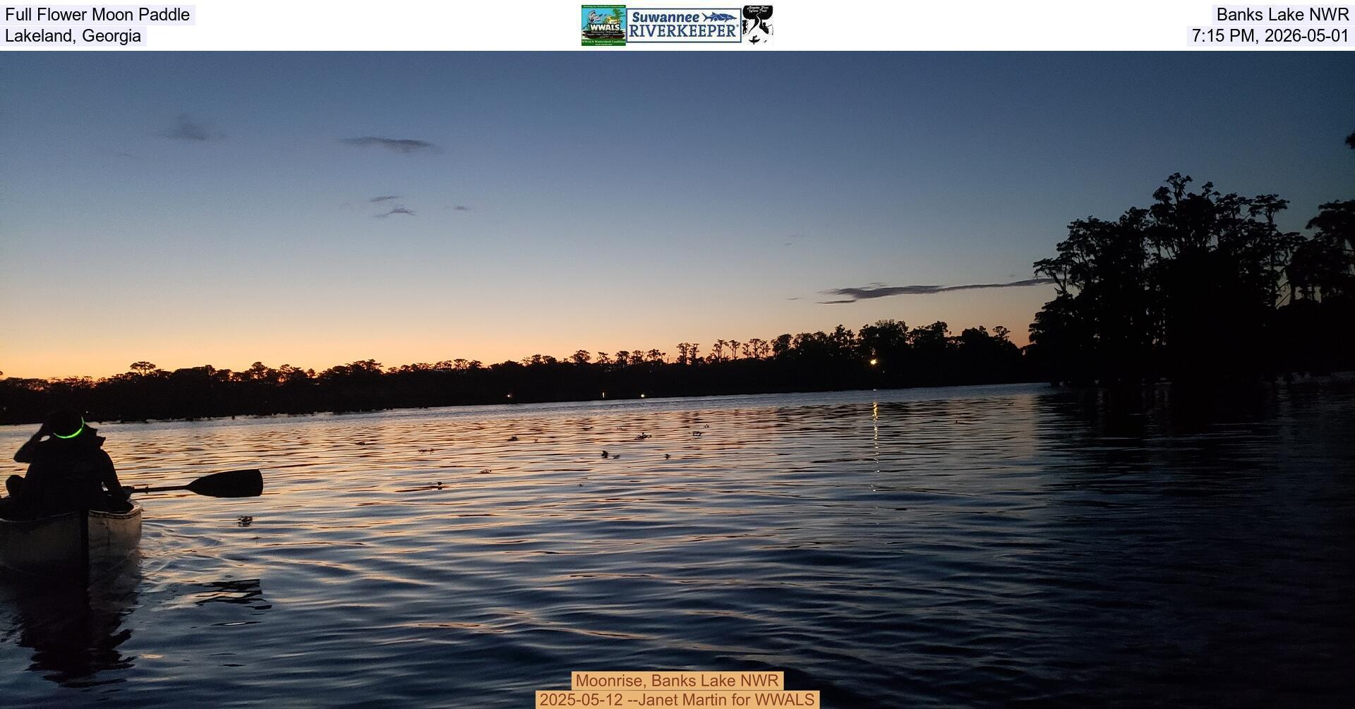 [Full Flower Moon Paddle, Banks Lake NWR, Lakeland, Georgia, 7:15 PM, 2026-05-01]