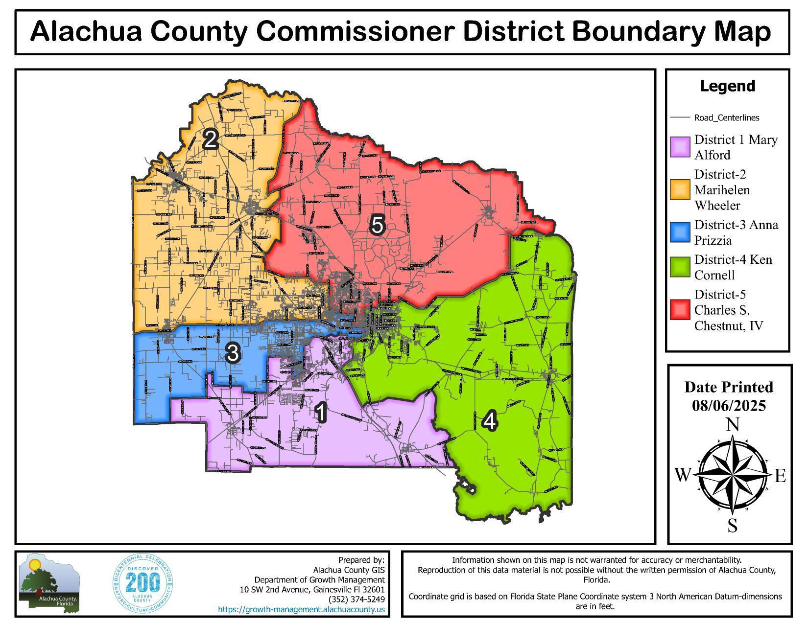 Map: County Commissioner Districts, 2026-05-05 --Alachua County