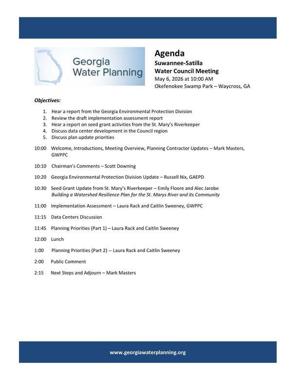[Agenda, 2026-05-06 -Suwannee-Satilla Water Planning Council]