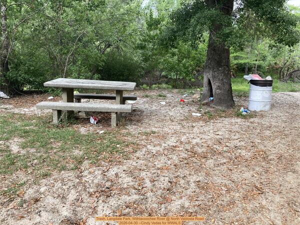 Trash, Langdale Park, Withlacoochee River @ North Valdosta Road 2026-04-30 --Cindy Vedas for WWALS