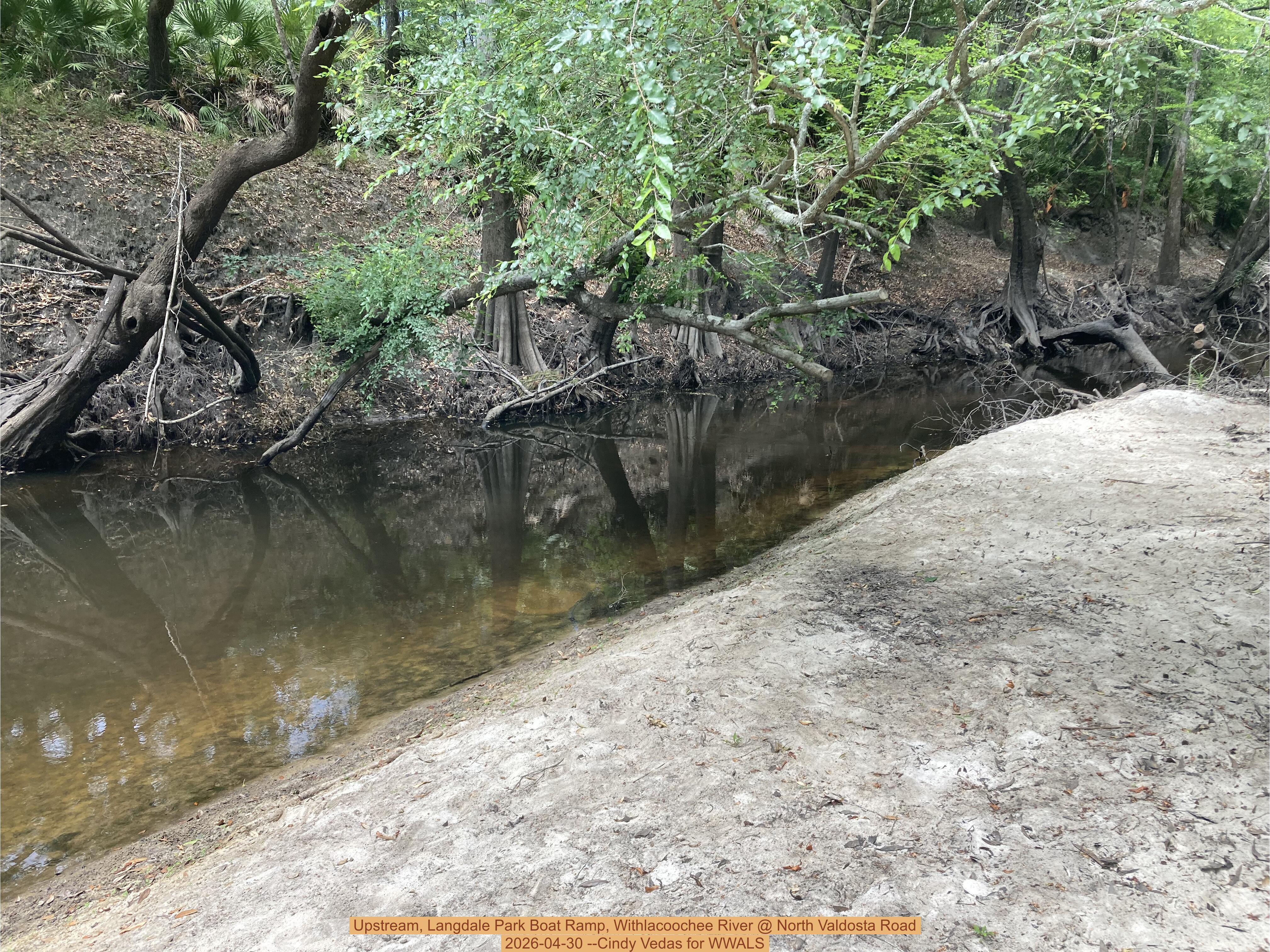 Upstream, Langdale Park Boat Ramp, Withlacoochee River @ North Valdosta Road 2026-04-30 --Cindy Vedas for WWALS