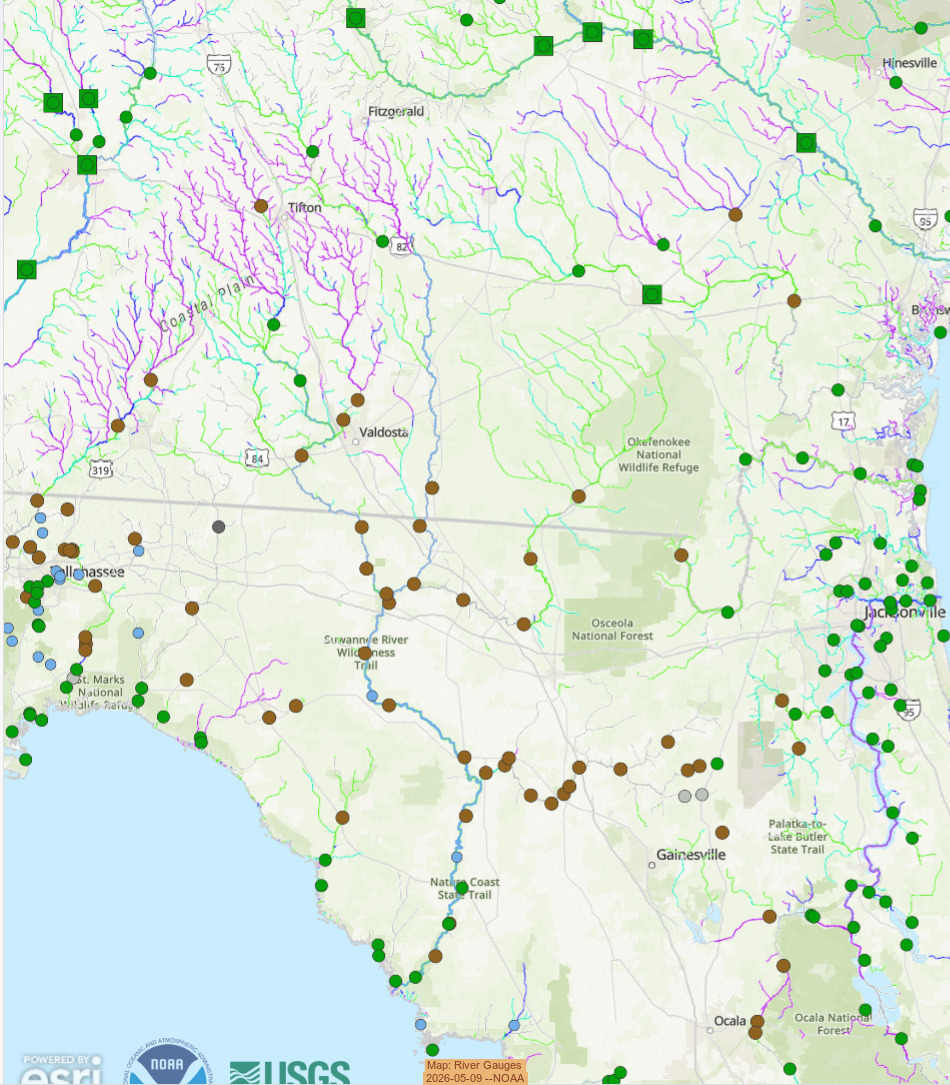 Map: River Gauges 2026-05-09 --NOAA