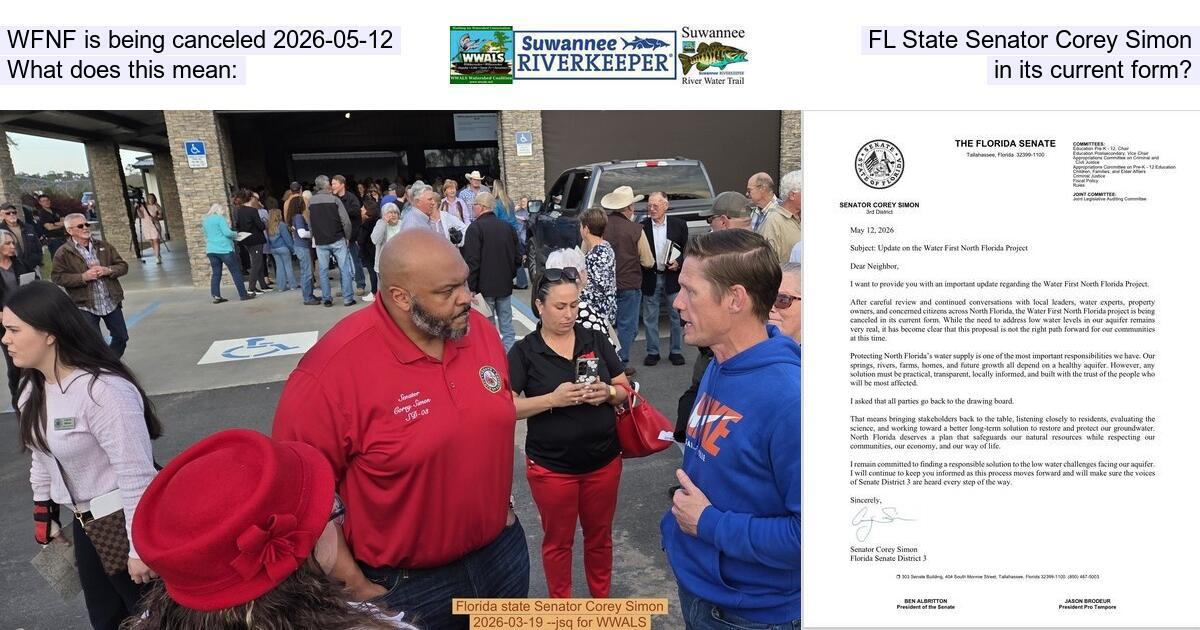 [WFNF is being canceled 2026-05-12, FL State Senator Corey Simon; What does this mean: in its current form?]